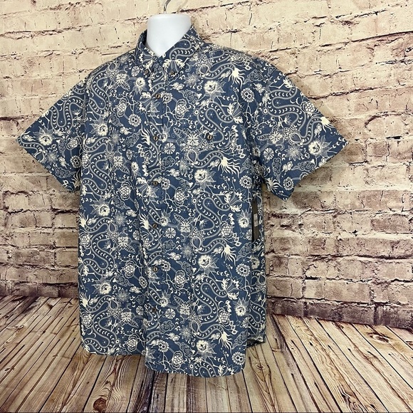 Steve’s Jeans Blue Floral Button Short Sleeve Shirt - Picture 3 of 12